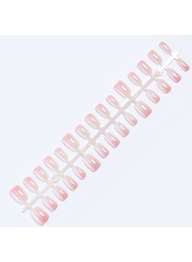 أظافر صناعية فاخرة سريعة الارتداء - مجموعة قابلة لإعادة الاستخدام مكونة من 24 قطعة - لون وردي فاتح متدرج فرنسي (نمط متدرج كلاسيكي) - مظهر صالونات التجميل في المنزل - Image 3